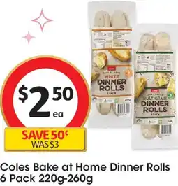 Coles Coles Bake at Home Dinner Rolls offer