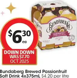 Coles Bundaberg Brewed Passionfruit Soft Drink 4x375mL offer