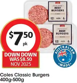 Coles Coles Classic Burgers offer