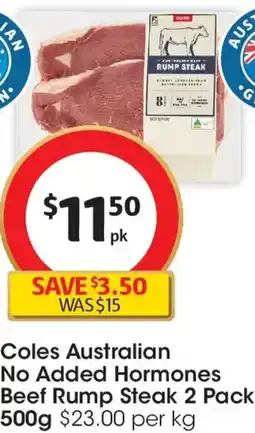 Coles Coles Australian No Added Hormones Beef Rump Steak offer