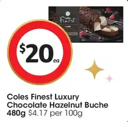 Coles Coles Finest Luxury Chocolate Hazelnut Buche offer