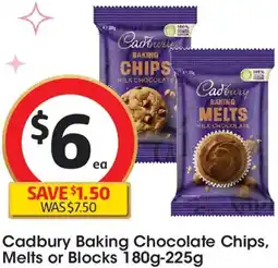 Coles Cadbury Baking Chocolate Chips, Melts or Blocks offer