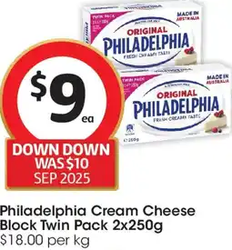 Coles Philadelphia Cream Cheese Block Twin Pack offer