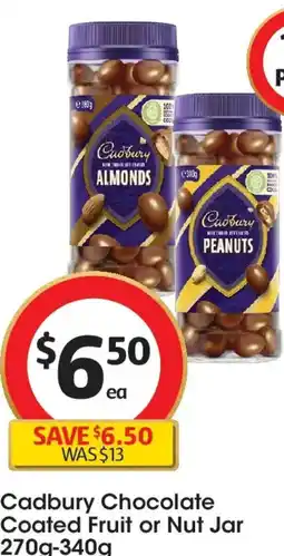 Coles Cadbury Chocolate Coated Fruit or Nut Jar offer