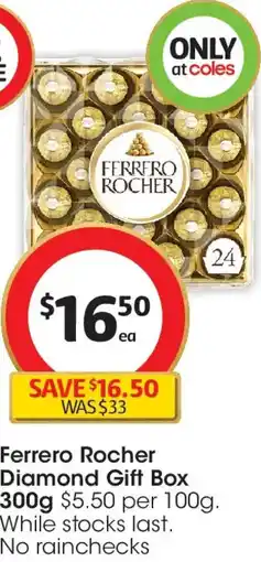 Coles Ferrero Rocher Diamond Gift Box offer
