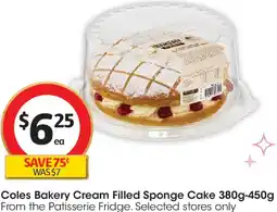 Coles Coles Bakery Cream Filled Sponge Cake offer