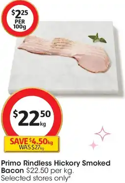 Coles Primo Rindless Hickory Smoked Bacon offer