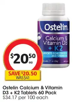 Coles Ostelin Calcium & Vitamin D3 + K2 Tablets offer