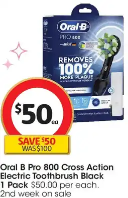 Coles Oral B Pro 800 Cross Action Electric Toothbrush Black offer