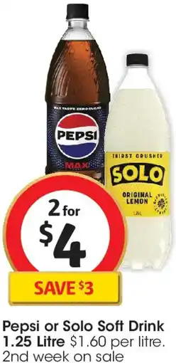 Coles Pepsi or Solo Soft Drink offer