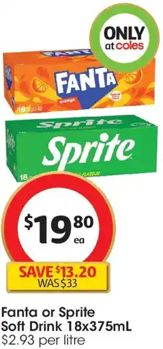 Coles Fanta or Sprite Soft Drink offer