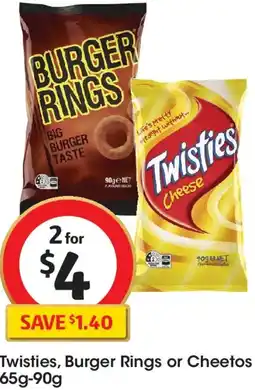Coles Twisties, Burger Rings or Cheetos offer