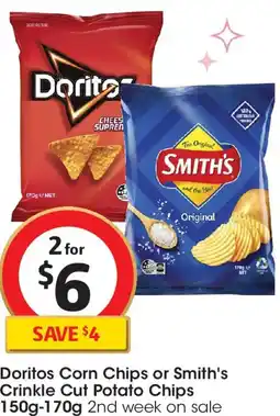 Coles Doritos Corn Chips or Smith's Crinkle Cut Potato Chips offer