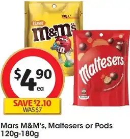 Coles Mars M&M's, Maltesers or Pods offer