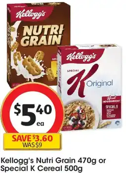 Coles Kellogg's Nutri Grain or Special K Cereal offer