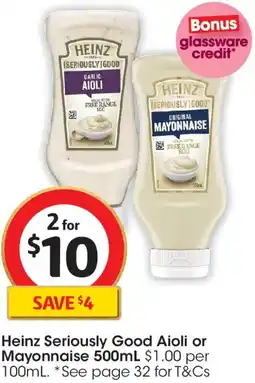 Coles Heinz Seriously Good Aioli or Mayonnaise offer