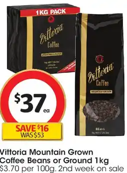 Coles Vittoria Mountain Grown Coffee Beans or Ground offer