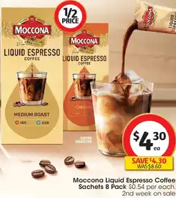 Coles Moccona Liquid Espresso Coffee Sachets offer