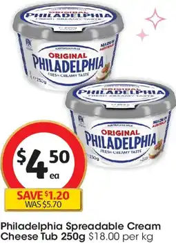Coles Philadelphia Spreadable Cream Cheese Tub offer