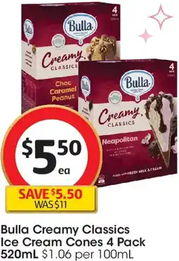 Coles Bulla Creamy Classics Ice Cream Cones offer