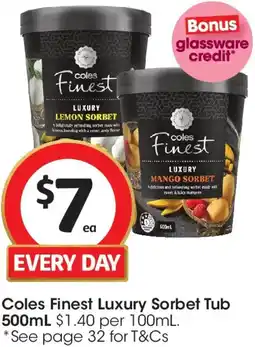 Coles Coles Finest Luxury Sorbet Tub offer