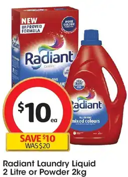 Coles Radiant Laundry Liquid or Powder offer