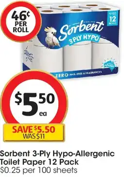 Coles Sorbent 3-Ply Hypo-Aller Toilet Paper offer