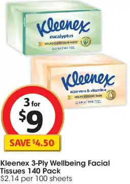 Coles Kleenex 3-Ply Wellbeing Facial Tissues offer