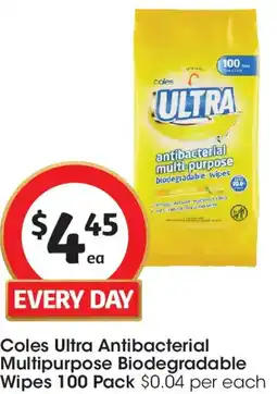 Coles Coles Ultra Antibacterial Multipurpose Biodegradable Wipes offer