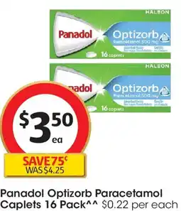 Coles Panadol Optizorb Paracetamol Caplets offer