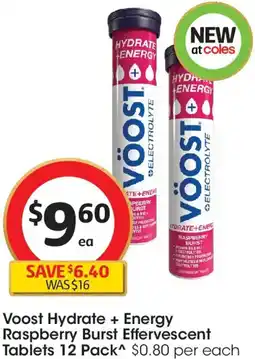 Coles Voost Hydrate + Energy Raspberry Burst Effervescent Tablets offer