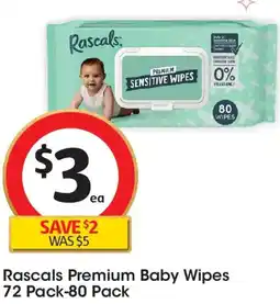 Coles Rascals Premium Baby Wipes offer