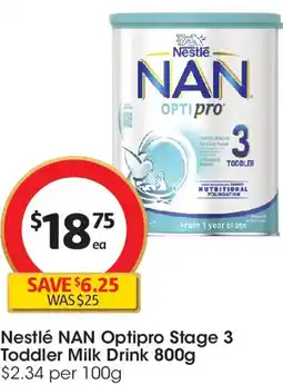 Coles Nestlé NAN Optipro Stage 3 Toddler Milk Drink offer