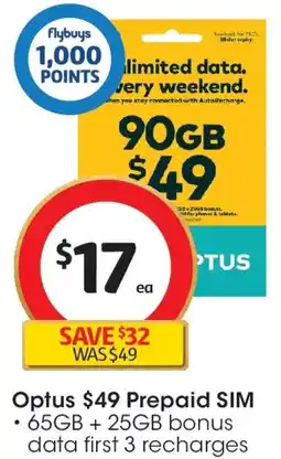 Coles Optus $49 Prepaid SIM offer