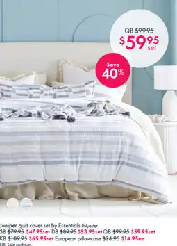 Pillow Talk Juniper quilt cover set by Essentials Polyester offer