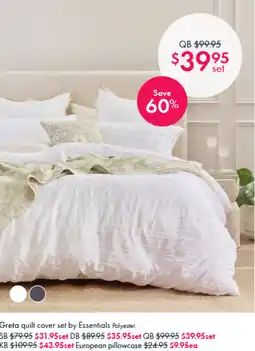 Pillow Talk Greta quilt cover set by Essentials Polyester. offer