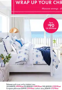 Pillow Talk Pelawan quilt cover set by Habitat Cotton. offer