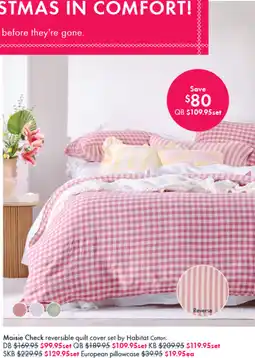 Pillow Talk Maisie Check reversible quilt cover set by Habitat Cotton. offer