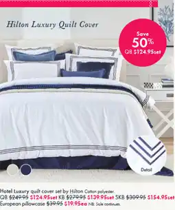 Pillow Talk Hotel Luxury quilt cover set by Hilton Cotton polyester. offer