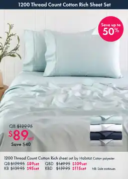 Pillow Talk 1200 Thread Count Cotton Rich sheet set by Habitat Cotton polyester offer