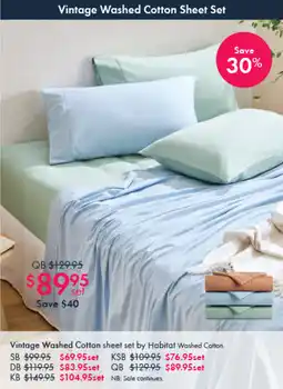 Pillow Talk Vintage Washed Cotton sheet set by Habitat Washed Cotton offer