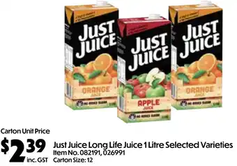 Campbells Wholesale Just Juice Long Life Juice offer