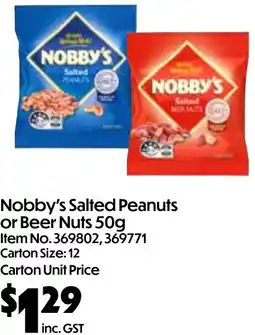 Campbells Wholesale Nobby's Salted Peanuts or Beer Nuts offer