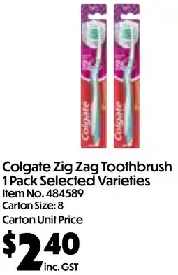 Campbells Wholesale Colgate Zig Zag Toothbrush offer