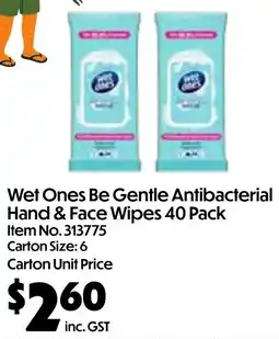 Campbells Wholesale Wet Ones Be Gentle Antibacterial Hand & Face Wipes offer