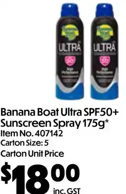 Campbells Wholesale Banana boat ultra spf50+ sunscreen spray offer