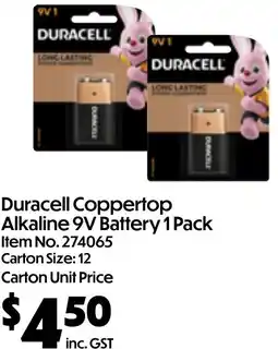 Campbells Wholesale Duracell coppertop alkaline 9v battery offer