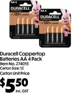 Campbells Wholesale Duracell coppertop batteries aa offer