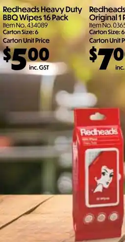 Campbells Wholesale Redheads heavy duty bbq wipes offer