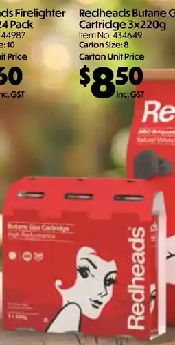 Campbells Wholesale Redheads Butane Gas Cartridge offer
